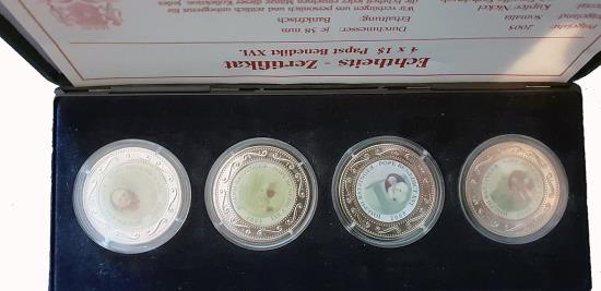 World Coins - Somalia 4 x 1 dollar 2005- Pope Benedikt XVI in black plastic box with COA
