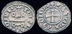 World Coins - Crusader Principality of Achaea Guy II de la Roche  billon denier tournois