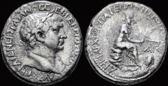 Ancient Coins - Kilikia Tarsos Trajan AR tetradrachm city-goddess seated right