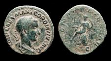 Ancient Coins - Gordian III AE sestertius Roma seated left