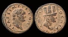 Ancient Coins - Syria Seleucis and Pieria Titus, as Caesar AE semis bust of Tyche