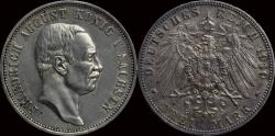 World Coins - Germany Sachsen Friedrich August III 3 mark 1910E
