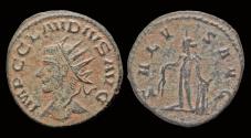 Ancient Coins - Claudius II Gothicus billon antoninianus Apollo standing left