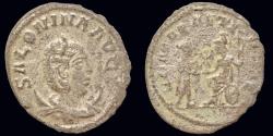 Ancient Coins - Salonina billon antoninianus Gallienus receiving Victory from Roma