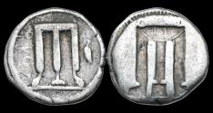 Ancient Coins - Bruttium Kroton AR stater incuse tripod