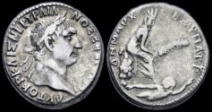 Ancient Coins - Kilikia Tarsos Trajan AR tetradrachm city-goddess seated right