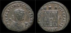 Ancient Coins - Licinius II AE follis camp gate.