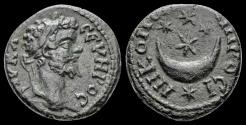 Ancient Coins - Moesia Inferior Nicopolisad Istrum Septimius Severus AE16 crescent and 5 stars