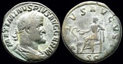 Ancient Coins - Maximinus I Thrax AE sestertius Salus seated left