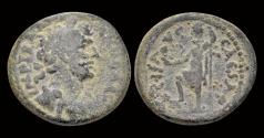 Ancient Coins - Judaea Caesarea Maritima Hadrian AE22 Tyche of Caesarea standing left