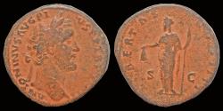 Ancient Coins - Antoninus Pius AE sestertius Libertas standing front