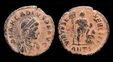 Ancient Coins - Arcadius AE maiorina emperor standing right