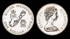 World Coins - Bermuda 1 dollar 1972- Silver wedding 1972