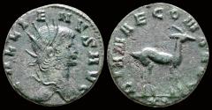 Ancient Coins - Gallienus billon antoninianus gazelle walking right