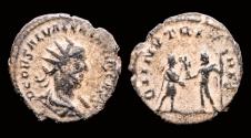 Ancient Coins - Saloninus AE antoninianus Jupiter presenting Victory to Saloninus