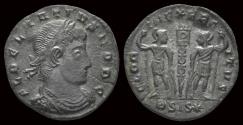 Ancient Coins - Delmatius AE follis two soldiers standing facing each other