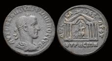 Ancient Coins - Cyrrhestica Cyrrhus Philip II AE29 hexastyle temple of Zeus Kataibates