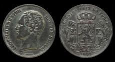 World Coins - Belgium Leopold I 2 1/2 frank 1849 small head