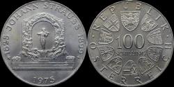 World Coins - Austria 100 schilling 1975- 150th anniversary of Johan Strauss