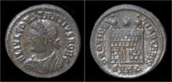 Ancient Coins - Constantinus II silvered AE3 campgate.