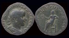Ancient Coins - Gordian III sestertius Apollo seated left