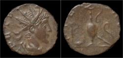 Ancient Coins - Tetricus II billon antoninianus pontificate implements