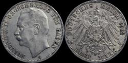 World Coins - Germany Baden 3 mark 1912G Friedrich II