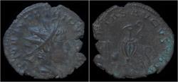 Ancient Coins - Tetricus II billon antoninianus pontificate implements
