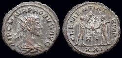 Ancient Coins - Probus billon antoninianus emperor receiving globe from Jupiter