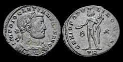 Ancient Coins - Diocletian AE follis Genius standing to left