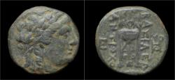 Ancient Coins - Seleucid Kingdom Antiochos II Theos AE15 tripod.
