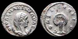 Ancient Coins - Diva Mariniana AR antoninianus peacock standing facing