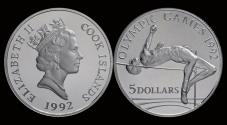 World Coins - Cook Islands 5 dollar 1992- Olympic games 1992 in Barcelona