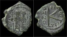 Ancient Coins - Justin II & Sophia AE half follis.