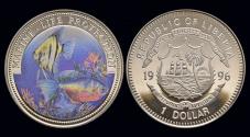 World Coins - Liberia 1 dollar 1996- Marine-life protection Proof in plastic capsule
