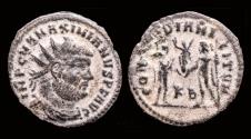Ancient Coins - Maximianus Herculius AE antoninianus Jupiter presents Victory on globe