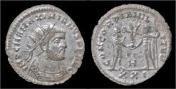 Ancient Coins - Maximian silvered antoninianus Jupiter presents Victory