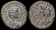 Ancient Coins - Coele-Syria Heliopolis Julia Domna AE24 bust Tyche left