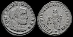 Ancient Coins - Constantius I Chlorus, as Caesar, AE follis Moneta standing left