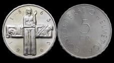 World Coins - Switserland 5 franken 1963B cross organisation-UNC