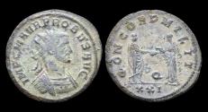 Ancient Coins - Probus silvered antoninianus emperor clasping hand of Concordia