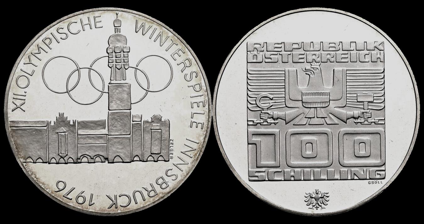 Austria 100 schilling 1976- Olympic wintergames in Innsbruck 1976
