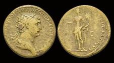 Ancient Coins - Trajan orichalcum dupondius Felicitas standing left