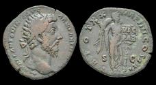 Ancient Coins - Marcus Aurelius AE dupondius Victory standing facing