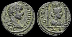 Ancient Coins - Seleucis and Pieria Laodicea ad Mare Elagabalus AE16 Tyche in distyle shrine