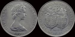World Coins - Gibraltar 25 newx pence 1972- Queen Elisabeth and Prince Philip