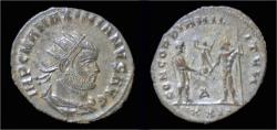 Ancient Coins - Maximianus silvered antoninianus Jupiter presenting Victory