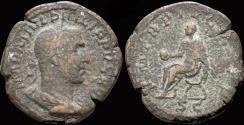 Ancient Coins - Philip I AE sestertius emperor seated left
