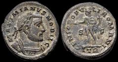 Ancient Coins - Galerius, as Caesar, silvered follis Genius standing facing