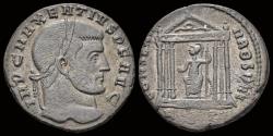 Ancient Coins - Maxentius AE follis Roma seated in hexastyle temple